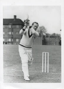 CRICKET EPHEMERA: Large box of ephemera, menus, tickets, invitations, cricket books & publications, noted signed Don Bradman items in small frames (4); W.A.Oldfield&nbsp; catalogues (4) for 1963-64, 1964-65, 1969-70 & 1975-76; silk scorecard 1957 England v Wes