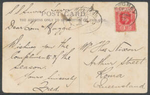 1904 & 1907 PPCs from Tonga or Fiji each with 1d cancelled at Sydney & with oval 'SHIP LETTER/ 1D /LATE FEE' handstamp, the first with CofA Postage Due 1d added, the second with message headed "SS Suva", a bit aged. ( )