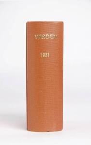 "Wisden Cricketers' Almanack" for 1931, rebound in brown cloth, preserving original wrappers. G/VG.