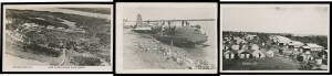 PICTURE POSTCARDS: Darwin mostly real photo cards - the majority from pre-World War II - with streetscapes, public buildings, hotels, roadworks, ships stranded at low tide, a shanty town, the enormous "Men's Quarters" at the Meatworks, aerial shots of "Ra