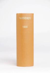 "Wisden Cricketers' Almanack" for 1933, rebound in tan cloth, preserving original wrappers (faults). Fair condition.