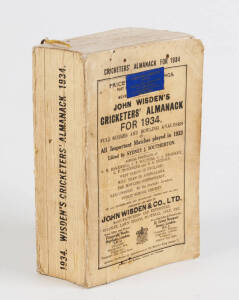 "Wisden Cricketers' Almanack for 1934", original paper wrappers. Fair/Good condition.