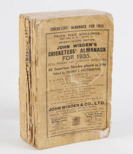 "Wisden Cricketers' Almanack for 1935", original paper wrappers. Poor/Fair condition (spine damaged).