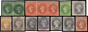 A neat little collection with London Printings plate proofs 6d in blue strip of 3 & 1/- single in black, then issued stamps 1d x4 including a pair (the singles both with full margins), 2d strip of 4 (with RPSofL Certificate) & 6d x3 (all with full margins