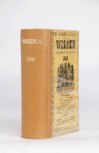 "Wisden Cricketers' Almanack" for 1940, rebound in tan cloth, original wrappers laid down on covers. Fair/G.