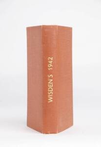 "Wisden Cricketers' Almanack" for 1942, rebound in brown cloth (no wrappers). Fair condition.