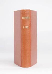 "Wisden Cricketers' Almanack" for 1943, rebound in brown cloth, preserving original buff wrappers. Fair/G.