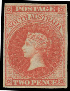 1855 London Printings by Perkins Bacon 2d rose-carmine SG 2, margins close to good, large-part o.g., Cat &pound;800. Superb!