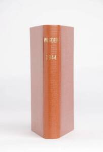 "Wisden Cricketers' Almanack" for 1944, rebound in brown cloth, preserving original buff wrappers. Fair/G.