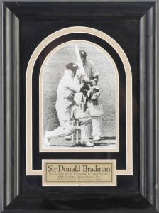 DON BRADMAN, signed photograph, window mounted, framed & glazed, overall 31x40cm.