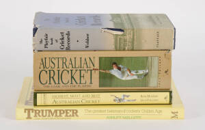 CRICKET BOOKS & PROGRAMMES: Books (29); c1974-2004 programmes (19); plus range of newspapers & ephemera re Bradman's death.