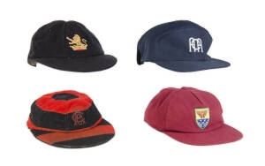 NEW ZEALAND CRICKET CAPS, comprising pre-war Wellington cap; Christchurch cap; Auckland Cricket Association cap & Northern Districts Cricket Association cap. Fair/VG condition.