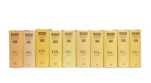 "Wisden Cricketers' Almanack" for 1980-89, all hardback with dust-jackets. Fair/G.