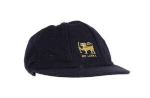 SRI LANKA CRICKET CAP, blue wool with Sri Lankan Lion logo embroidered on front, endorsed inside "AG". Good match-used condition. [Possibly Asanka Gurushina who played 41 Tests & 147 ODIs 1985-97].