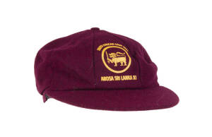 REBEL SRI LANKA CRICKET CAP,&nbsp;maroon wool with "South African Tour 1982/ Arosa Sri Lanka XI" &&nbsp;Sri Lankan Lion logo&nbsp;on front, player unknown. G/VGcondition.