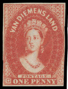 1855 London Printings with Large Star Wmk 1d carmine SG 14, margins close to good except at lower-right where just shaved, unused, Cat &pound;10,000. An attractive example of this stamp that is rare in unused condition. Ex VJ Colbeck.