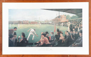 CRICKET PRINT: 1981 Lord's Cricket Print "England v Australia, Lord's Cricket Ground 1886" by &nbsp;Barrable & Staples, limited edition 771/850, framed & glazed, overall 102x63cm.
