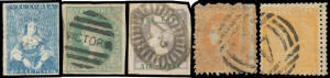 Attractive collection with an above-average group of Half-Lengths (a few wrongly identified but including a very fine 3d SG 4a & 2d SG 10a with RPSofV Certificate), huge 1/- Octagonal, Woodblocks Imperf 2/- & 'TOO LATE' (both very fine), nice group of Emb