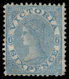1863-73 Laureates 1867-70 Emergency Printings on Saunders Paper 6d blue with 'THREE/PENCE' Watermark SG 165, unusually well centred, minor blemishes, unused, undercatalogued at &pound;475. [Geoff Kellow at page 169 states "This is a rare stamp unused". Our vend