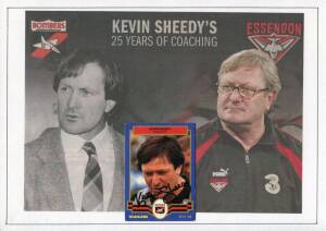 FOOTBALL AUTOGRAPHS: Collection well presented on pages, comprising 53 signed items, most mounted with associated pictures, newspaper articles, football cards, etc. Noted Greg Williams, Stephen Silvagni, Bob Rose, Peter McKenna, Nathan Buckley, Sam Newman