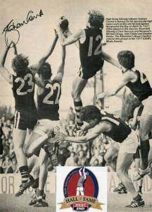 SOUTH AUSTRALIA FOOTBALL AUTOGRAPHS: Collection beautifully presented in two albums, comprising 62 signed items, most mounted with associated pictures, newspaper articles, football cards, etc. Noted Tony Antrobus, Barrie Barbary, Malcolm Blight, Nathan Bu