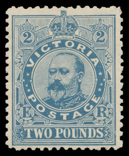 1905-13 Crown/A Perf 11 £2 blue KEVII SG 445 BW #V133 (SG 445), Cat $1250 (£1300).