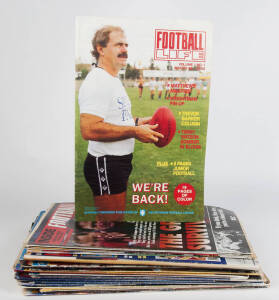 MAGAZINES & FOOTBALL RECORDS: c1963-2012 range with "Footy fan" (6 issues); "Inside Football" (89 issues); other football magazines (9); "Football Record"s with home & away (16), Finals (6), Grand Finals (2) & others (2). Also 1977 Centenary Test programm