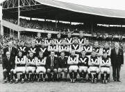 1968 VICTORIAN TEAM, team photograph with title "Victoria v South Australia at Melbourne, Saturday 1st June, 1968. Scores : - Victoria - 14 goals 9 behinds - 93 points;&nbsp;South Australia 5 goals 10 behinds - 40 points" and players names printed on mount, ov