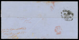 1855 stampless OHMS part-entire to the Postmaster General with postmaster's endorsement "Lockwood PO/May 22 55" at lower-left, Melbourne arrival b/s & Butterfly '14' in red as a receiving mark, minor blemishes. Lockwood (2) PO opened c.-/2/1855 but some 3