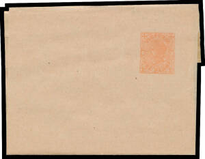 WRAPPERS: 1909 No Borders 1d vermilion Stieg #E28, unused, Cat $US250 (2001). Very scarce.