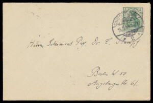 GERMAN: 1906 German cover with brief letter headed "Charlottenburg 16.III.06 & signed "v Drygalski". [Erich von Drygalski was leader of the 1901-03 German South Polar Expedition in his ship "Gauss"] (2 items)