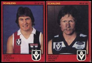 c1978-2005 football & other cards in two albums, noted Scanlens 1978 (4), 1980 (29), 1981 (17), 1982 (32), 1987 (24) & 1989 (14); 1993 select [192]. Fair/G condition. (Total c560).
