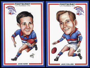1987-2008 football cards in four albums, noted 1987 St.Kilda "Southern Saints Supporters Cards" [24/42]; 1998 Bruzzese/Milne "Footscray Legend Caricatures" [16 + Postcard]; 1999&nbsp;Bruzzese/Milne "VFL Premiers 1954" [20]; 2002 The Advertiser "Port Adelaide P