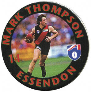 1994 Coca-Cola "AFL Footballers Pogs" [40], "Crows Pogs" [40] & "West Coast Pogs" [40]; 1995 Coca-Cola "SA Pogs" [47], "Vic Pogs" [47] & "WA Pogs" [47]. G/VG.