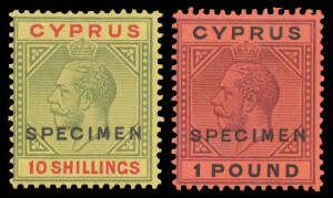 1923 MCA 10/- & £1 SG 100-1 with 'SPECIMEN' Overprint, Cat £600.