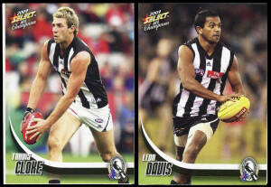 2007-09 football cards in 7 albums, noted 2007 Select "AFL Champions" [195] "Sketch Cards" [32], "Promotional cards" (4); "AFL Supreme" [195], "Medal cards" [5] & "promotional cards" (4); 2007 Pal Pedigree "Auskick Footy Stars" [20]; 2007 Kraft "AFL Actio