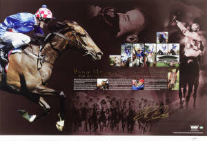 MAKYBE DIVA/GLEN BOSS: "From Champion to Legend - How Makybe Diva Achieved Equine Immortality" print, signed by jockey Glen Boss, limited edition 332/500, size 79x53cm.