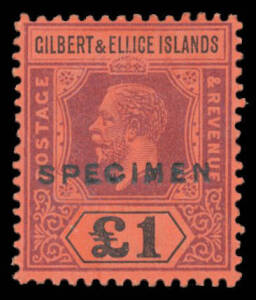 1924 &pound;1 purple & black/red SG 24 with 'SPECIMEN' Overprint, lightly mounted.