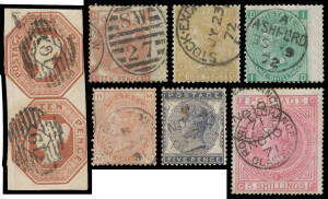 Basic mostly used collection with three scrappy Penny Blacks, pages of Penny Plates, Embossed 10d pair (concealed faults, very attractive), good Surface Printed array with many very fine stamps including better values to 10/- (plus 10/- greenish grey & &pound;1