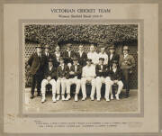 1924-25 VICTORIAN TEAM, official team photograph with title "Victorian Cricket Team, Winners Sheffield Shield 1924-25", and players names on mount, noted Edgar Mayne (captain), young Bill Woodfull & Stork Hendry, size 30x25cm. Good condition. - 2