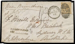 1872-74 covers to the Australian Colonies paid 6d x16 (four from Dublin) or 9d x9 (three from Dublin, two to HMS "Basilisk" at Sydney, one of them with 'DEFICIENT POSTAGE ("9")/FINE ("6")' handstamp), stamps including 9d bistre x3, condition rather mixed 