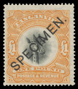 TANGANYIKA: 1922-24 Giraffes 5c to &pound;1 SG 74-88 complete with 'SPECIMEN' Overprint, some minor hinge remainders & the 10/- without gum but very fresh, Cat &pound;800. (15)