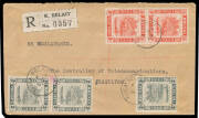 BRUNEI: Commercial covers comprising 1937 to GB with 8c grey & superb 'BELAIT' cds, 1949 superb cover to Jesselton with 'KUALA BELAIT' cds & 'K BELAIT' registration label, 1950 registered air cover to Australia at 55c rate, 1967 airmail to Singapore with