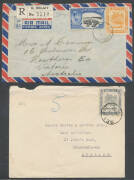 BRUNEI: Commercial covers comprising 1937 to GB with 8c grey & superb 'BELAIT' cds, 1949 superb cover to Jesselton with 'KUALA BELAIT' cds & 'K BELAIT' registration label, 1950 registered air cover to Australia at 55c rate, 1967 airmail to Singapore with - 2