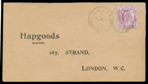 LABUAN [see also Lot 1305]: 1914 Hapgoods Ltd cover to London with KEVII 4c (damaged) tied by one of two strikes of the 26mm double-circle 'LABUAN/- + -' cds.