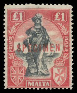 1922-26 Definitives &frac14;d to &pound;1 SG 123-39 - missing only the two 1926 low values - with 'SPECIMEN' Overprint, mostly minor hinge remainders, Cat &pound;550 for the set of 17. (15)