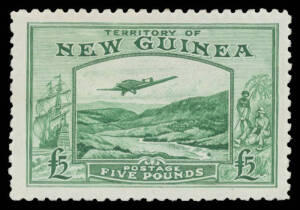 1935 Bulolo Airmails £5 emerald-green SG 205, well centred, Cat £750.