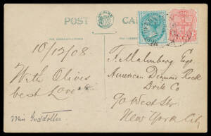 1908 real photo PPC of a very cute baby, to New York with New South Wales &frac12;d green & 1d Arms tied by light but obvious strike of 'NEW HEBRIDES/DE12/1908/VILA' cds, Sydney transit b/s.