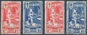 1931 Smiling Boys 1d+1d & 2d+1d SG 546-7, two sets, unmounted, Cat £300+ (mounted). (4)