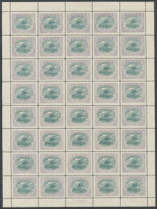 1916-31 Bicolours complete sheets of 40 comprising Harrison Printings ½d SG 93a, 1d SG 94c, 2d SG 96 x2, 2½d SG 97, and Ash Printings 2d SG 96, also 'ONE PENNY' on ½d yellow-green SG 106w, unmounted. Ex Dr Donald DeLong. [Notes of varieties included] (7 s